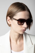 Squared ZV Sunglasses - Square-shaped unisex sunglasses in brown acetate.