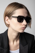 Squared ZV Sunglasses - Square-shaped unisex sunglasses in black acetate.