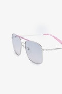 Aviator Wings Sunglasses - Unisex aviator sunglasses in pink metal with smoke glass.