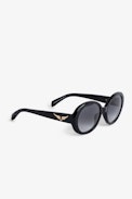 Iconic Wings Sunglasses - Unisex round-lens sunglasses in black metal with smoke glass