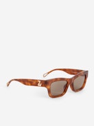 ZV23H1 Sunglasses - Unisex brown rectangular sunglasses with the ZV logo on the temples.