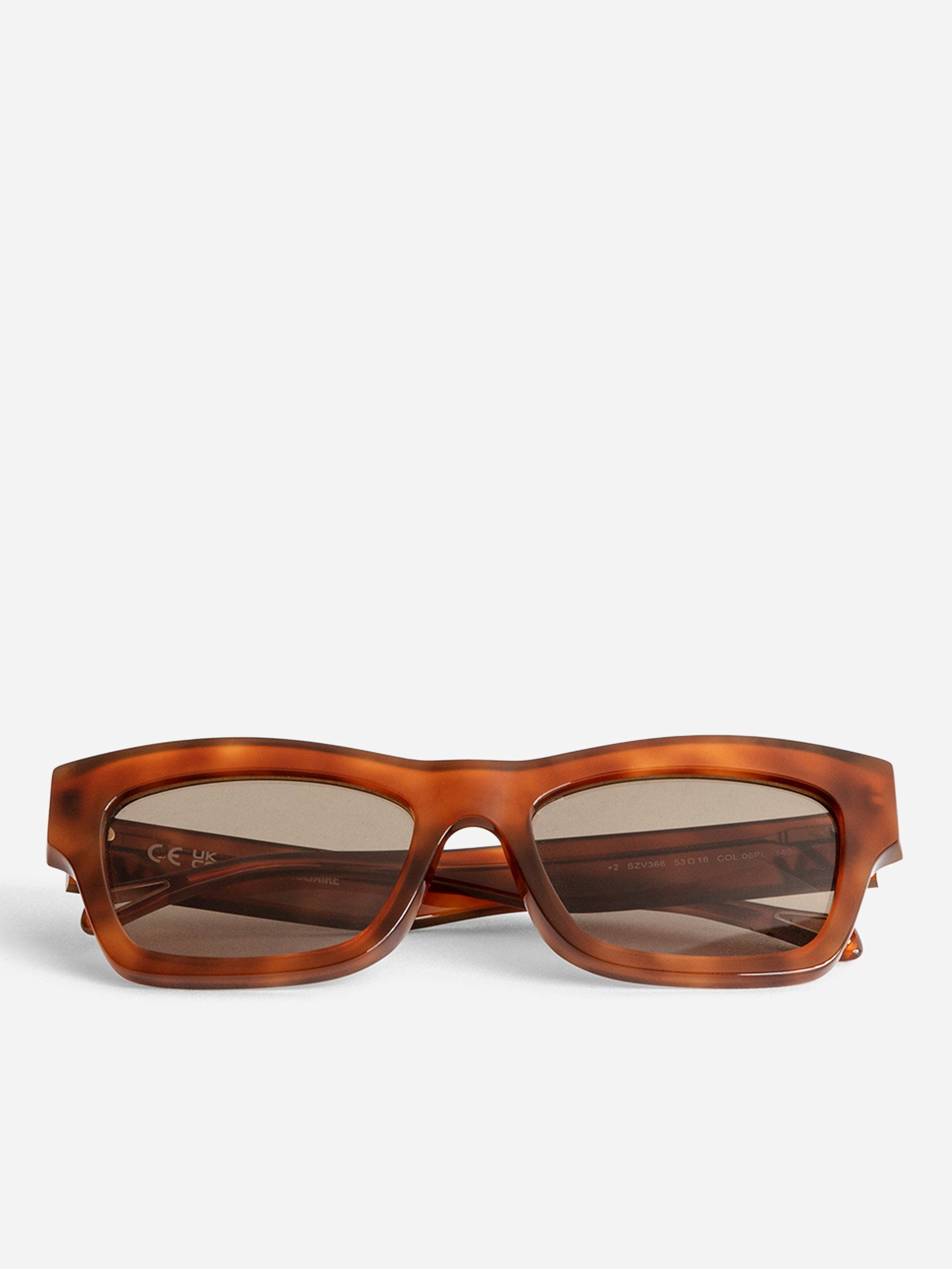 ZV23H1 Sunglasses - Unisex brown rectangular sunglasses with the ZV logo on the temples.