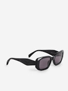 ZV23H3 Sunglasses - Unisex black rectangular sunglasses with wings on the unstructured temples.