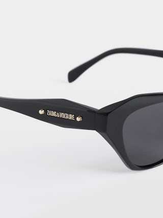 Lunettes De Soleil ZV26S7 - Lunette de soleil unisexe en acétate avec détails logo et clous ailes sur branches.