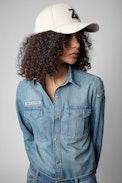 Casquette Klelia ZV Crush - Casquette en coton beige ornée d'une broderie cœur contrastée femme