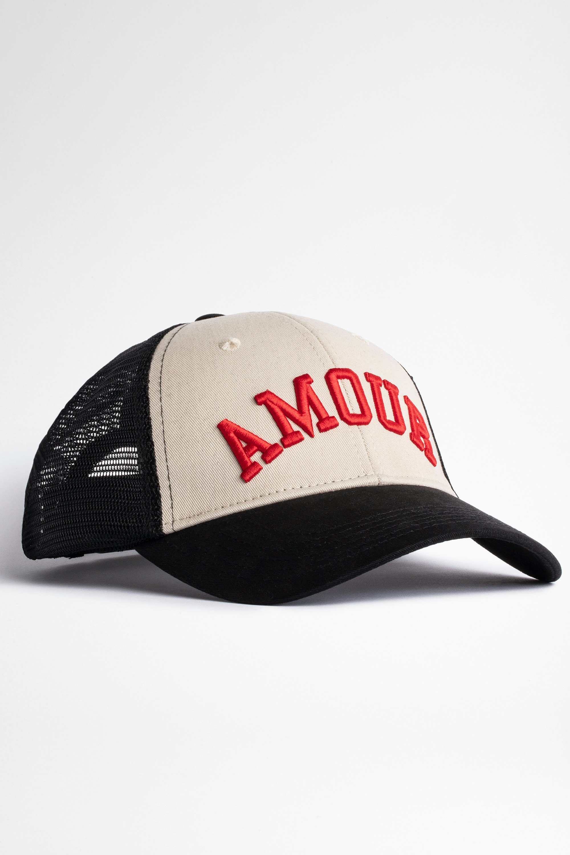 Klelia Amour Cap Women's black cap with AMOUR embroidered in red.