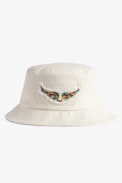 Wings Bucket Hat - Women's bucket hat in ecru cotton