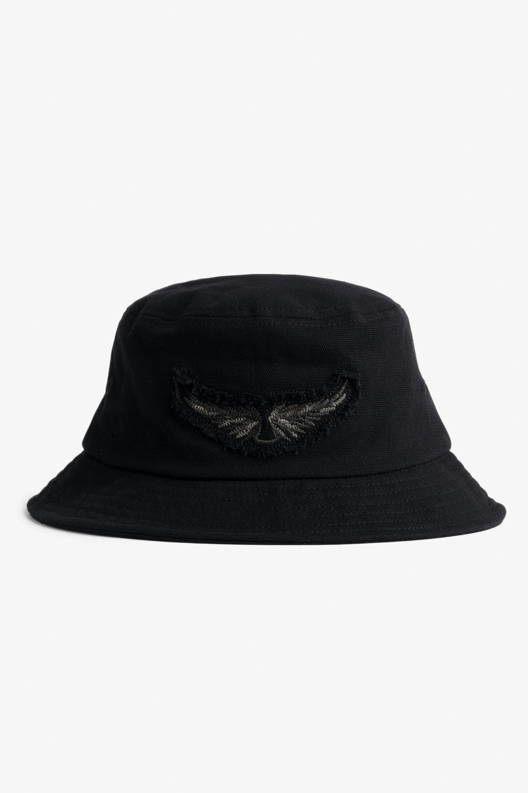 Wings Bucket Hat Women's bucket hat in black cotton