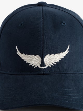 Casquette Head Over Heels - Casquette en coton bleu marine ornée d'ailes brodées.