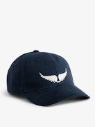 Casquette Head Over Heels - Casquette en coton bleu marine ornée d'ailes brodées.