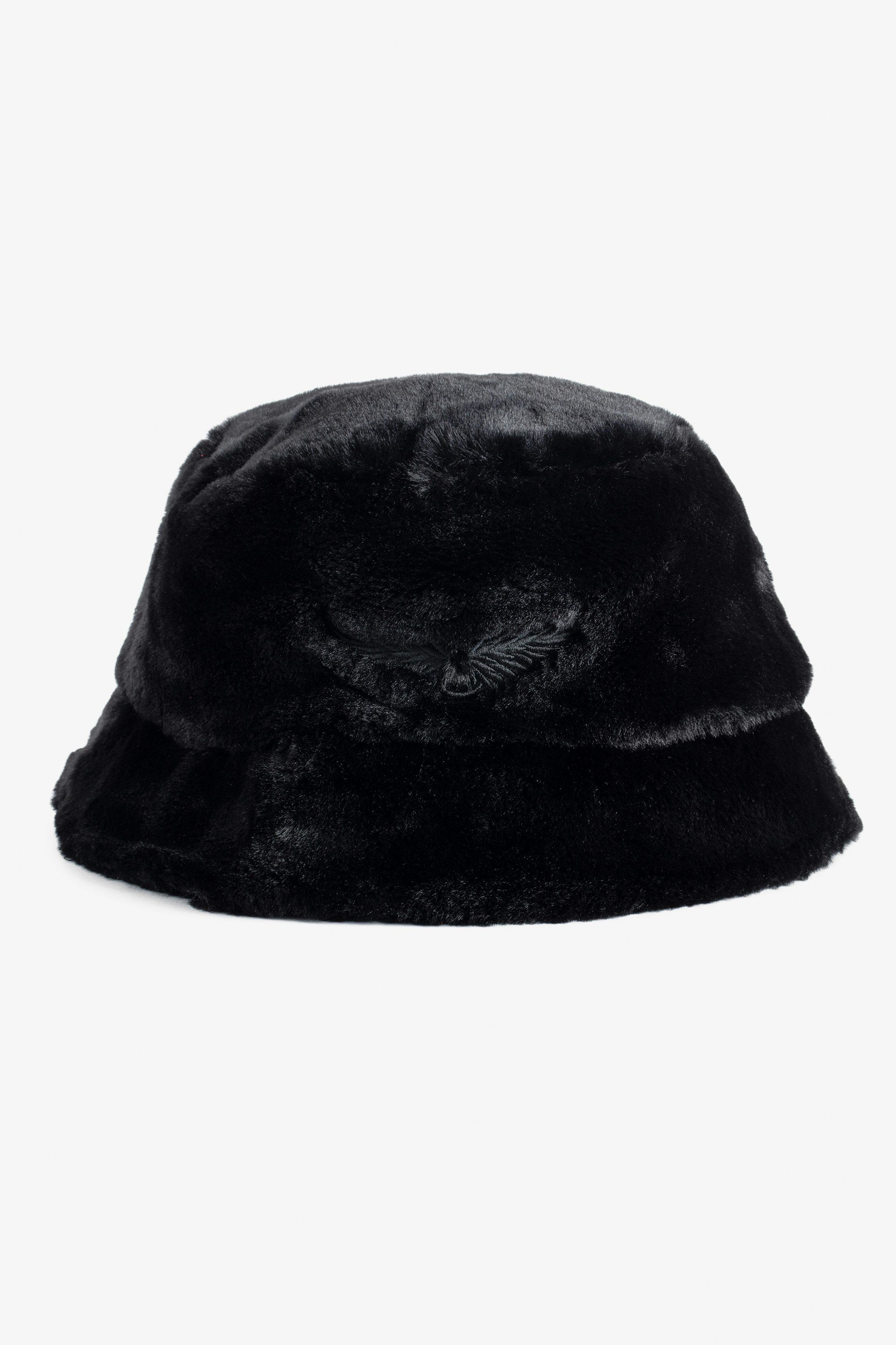 Wild Bucket Hat Women’s black faux fur bucket hat with wings and Zadig&Voltaire signature.