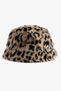 Wild Leopard Bucket Hat - Women’s brown faux fur bucket hat with Zadig&Voltaire leopard-print jacquard.