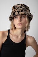 Wild Leopard Bucket Hat - Women’s brown faux fur bucket hat with Zadig&Voltaire leopard-print jacquard.