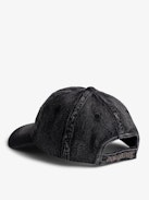 Klelia Rock Baseball Cap - Black denim baseball cap with wings embroidery.