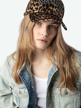 New Era x ZV Velvet Cap - New Era x Zadig leopard print velvet cap.