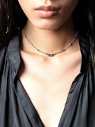Rock Choker Necklace - Brass and rhinestone necklace.