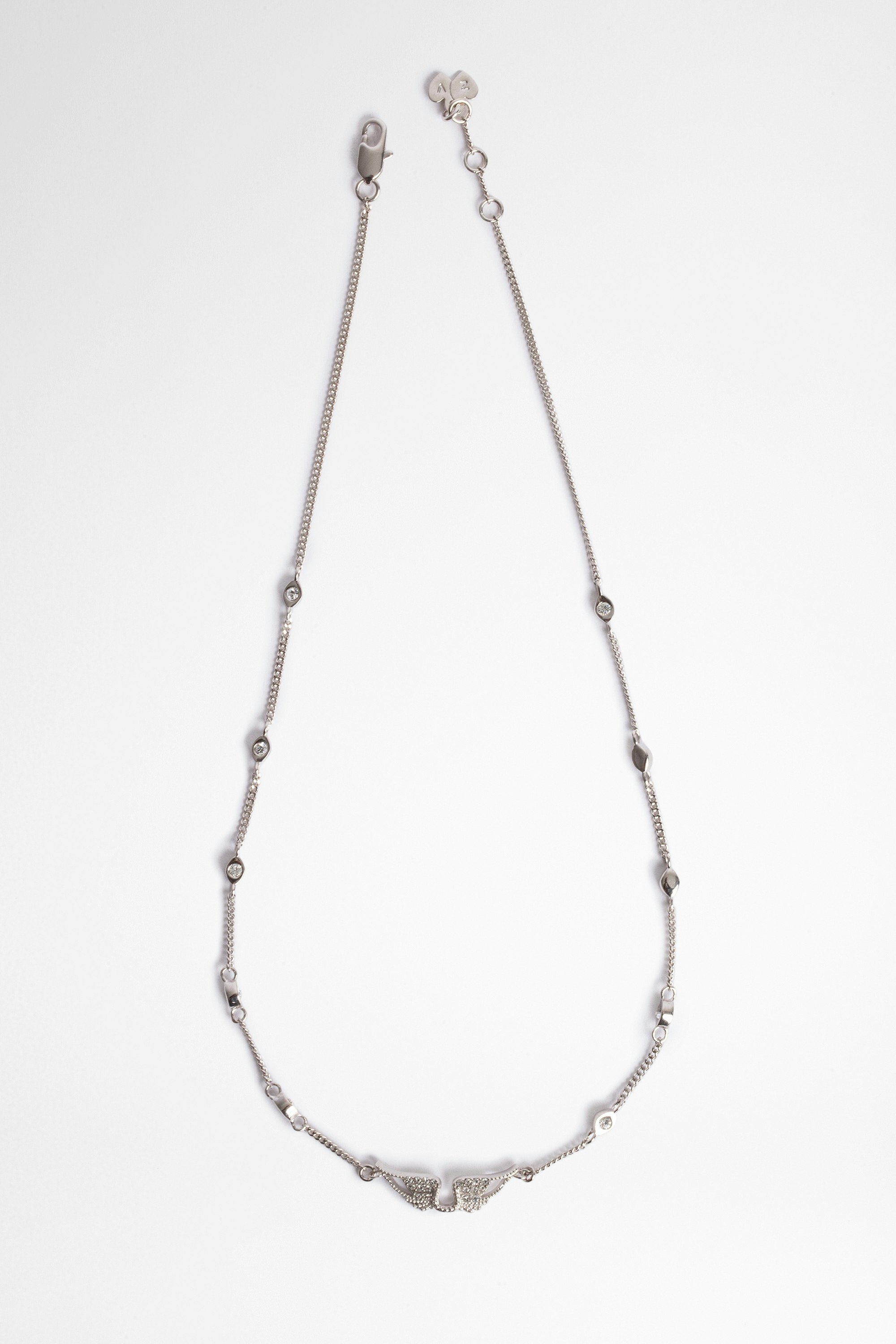 Halskette Rock Damen-Halskette aus Messing mit schwarzen Strasssteinchen
