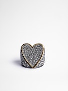 Idol Strass Ring - Brass heart ring with rhinestones.