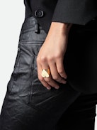 Idol Ring - Gold-tone brushed brass heart ring.