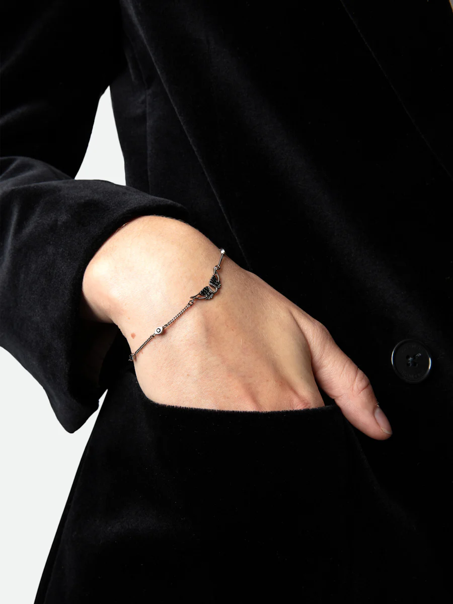 Marco Gerbella – Bracciale Cordino Cuore e Diamanti Bianchi - gioiellieri