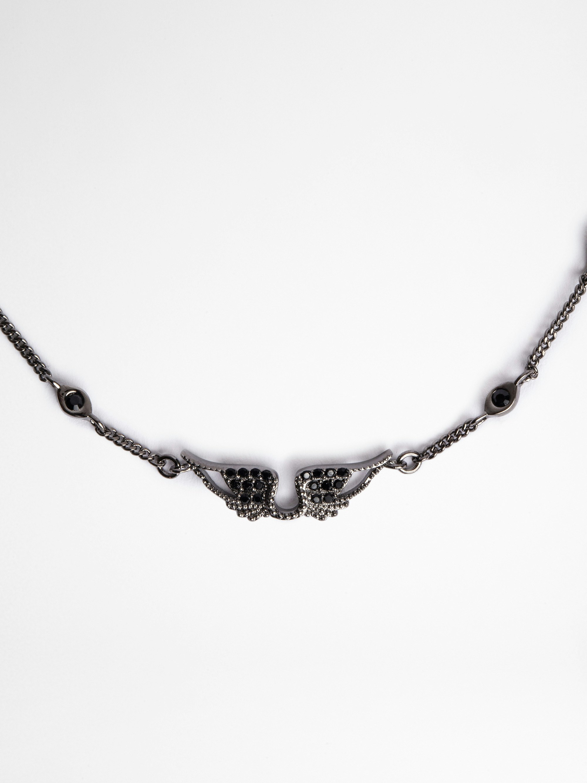 Rock Bracelet - Women's brass and rhinestone chain bracelet with wings