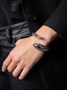 Snake Bracelet - Silver-tone brass bangle.