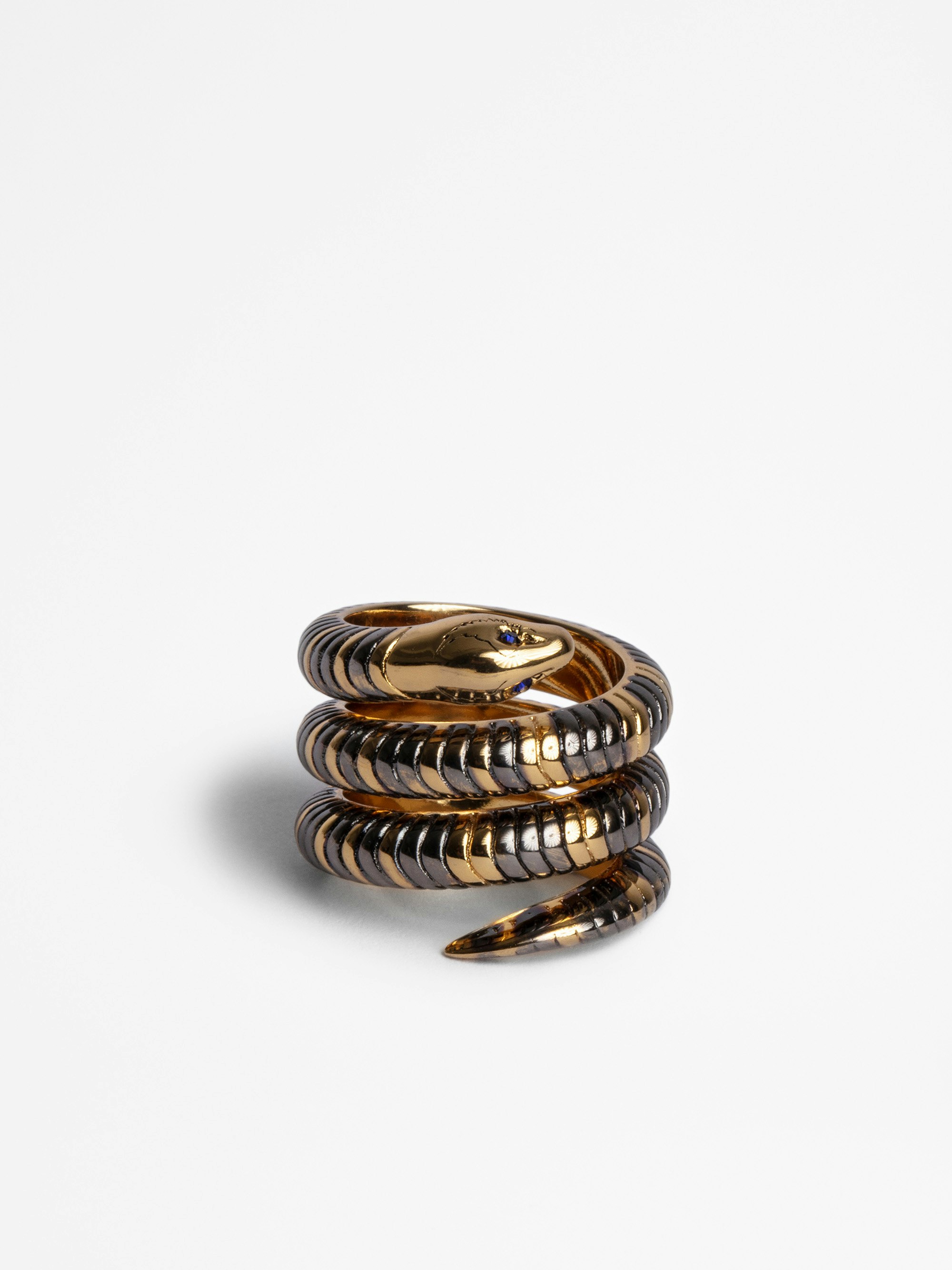 Ring Double Snake - Ring mit Doppel-Schlange aus goldfarbenem Messing.