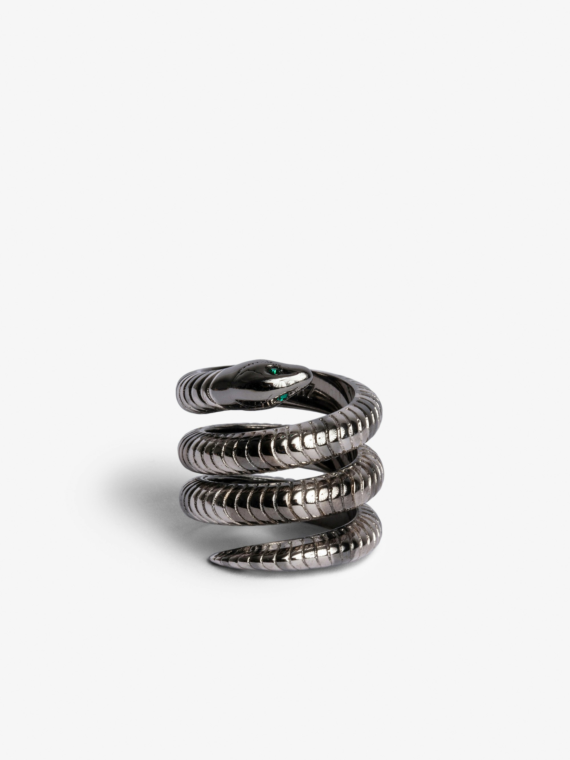 Ring Double Snake - Ring mit Doppel-Schlange aus silberfarbenem Messingring.