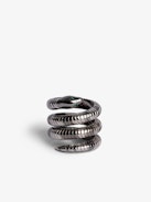 Double Snake Ring - Silver-tone brass double snake ring.