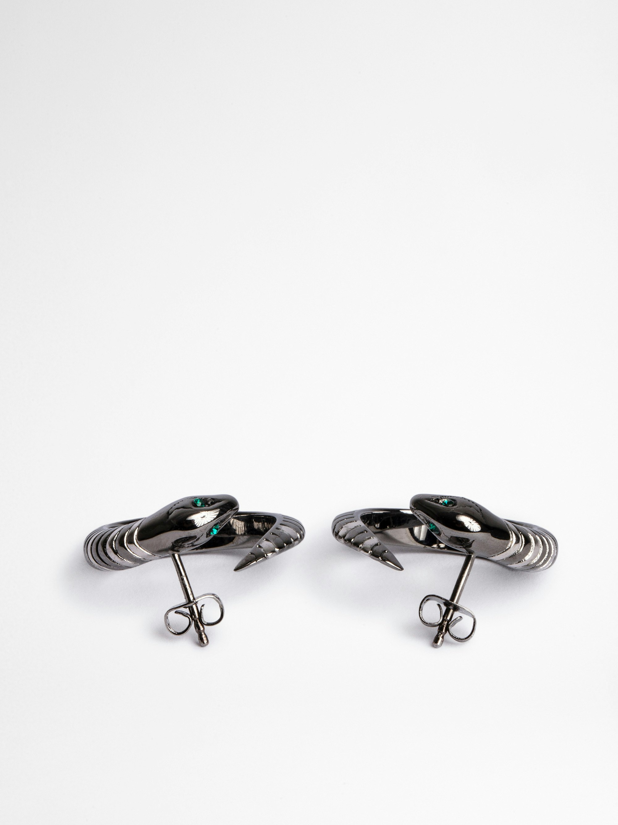 Snake Hoop Earrings - Women's silver-tone brass snake earrings