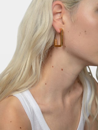 Orecchini Cecilia - - Orecchini grandi a forma di C in ottone martellato