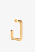 Cecilia Earrings - Large C-shaped earrings in hammered gold-tone brass.