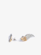 Rock Over Earrings - Crystal-embellished gold-tone metal wings earrings.