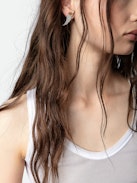 Rock Over Earrings - Crystal-embellished gold-tone metal wings earrings.