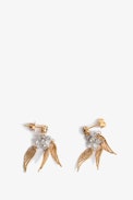 Rock Over Small Earrings - Gold-tone brass wings earrings.
