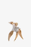 Rock Over Small Earrings - Gold-tone brass wings earrings.