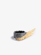 Rock Feather Spread Your Wings Ring - Crystal-embellished blackened and gold-tone brass ring.