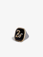 ZV Snake Signet Ring - Blackened and gold-tone metal signet ring.