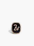 ZV Snake Signet Ring - Blackened and gold-tone metal signet ring.