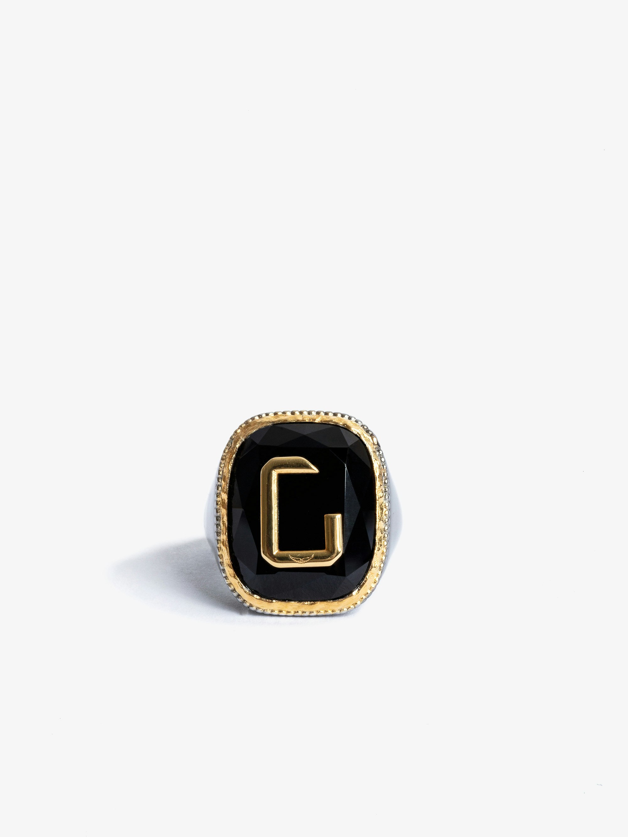 Cecilia Signet Ring - Blackened and gold-tone metal signet ring.