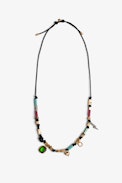 Mix n Match Full Charms Necklace - Cord necklace with metal charms and stones.