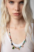 Mix n Match Full Charms Necklace - Cord necklace with metal charms and stones.