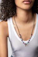Mix n Match Heart Stones Necklace - Women’s cord necklace with metal charms and stones