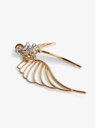 Rock Over Oversized Single Earring - Crystal-embellished gold-tone metal wings earring.