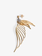 Rock Over Oversized Single Earring - Crystal-embellished gold-tone metal wings earring.