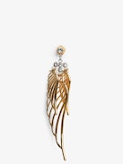 Rock Over Oversized Single Earring - Crystal-embellished gold-tone metal wings earring.
