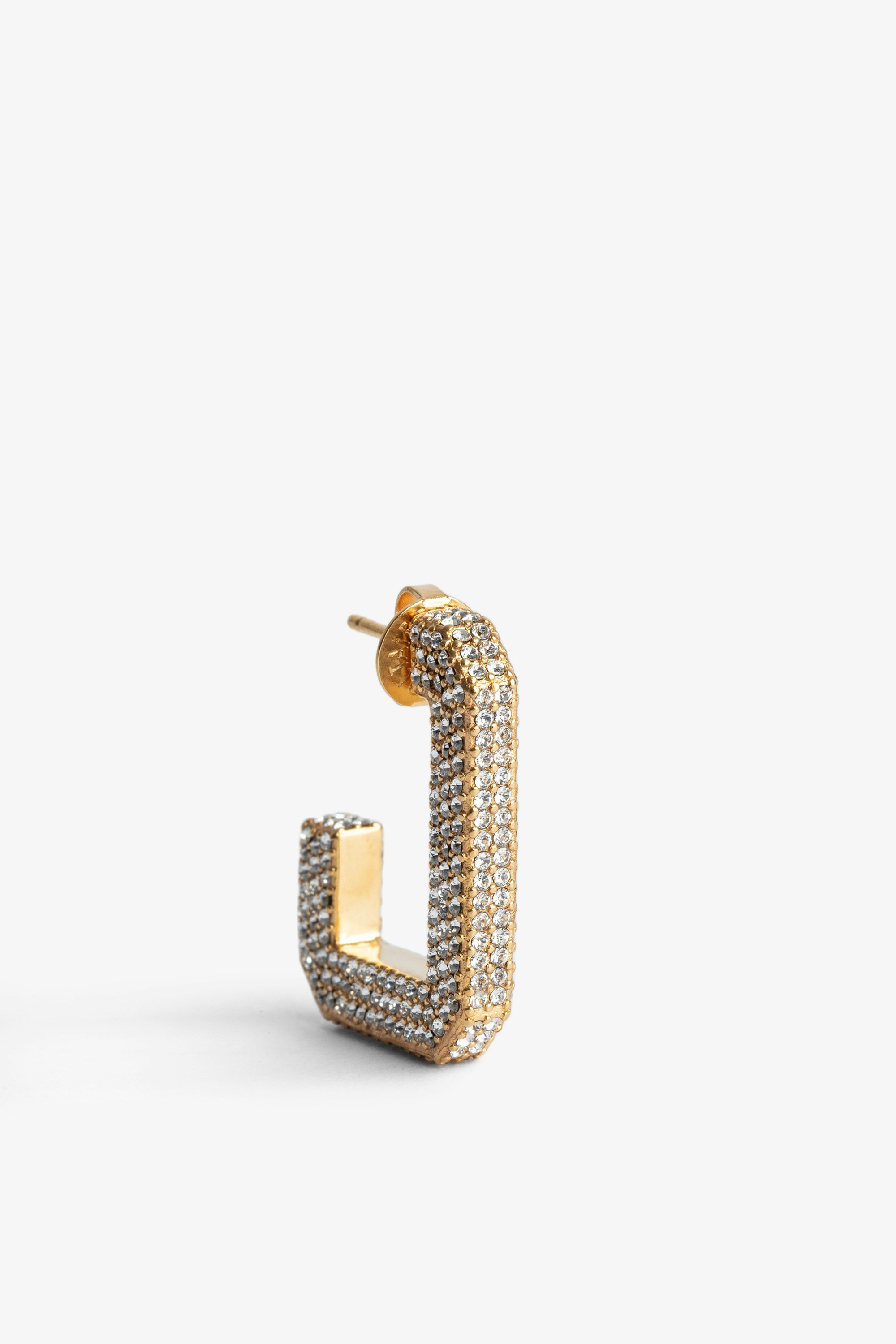 Damenohrringe Cecilia Damen-Ohrringe aus recyceltem goldfarbenem Messing mit Kristallen