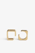 Cecilia Strass Rings - Gilded brass C-shaped rings embellished with crystals.