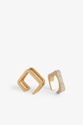 Cecilia Strass Rings - Gilded brass C-shaped rings embellished with crystals.