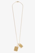 Cecilia Necklace - Gilded brass necklace with pendants with the inscription “Amour toujours” and crystals.